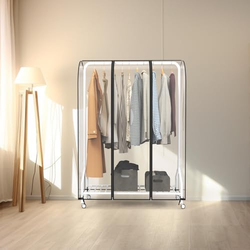 Zilink Clear Garment Rack Cover Clothes Rack Cover 43 in, Transparent | Waterproof, Dustproof, Breathable, 2 Durable Zippers, Clothing Rack Cover for Garment Rack (Rack Not Included) - size: 43"L x 20"W x 60"H - Clear