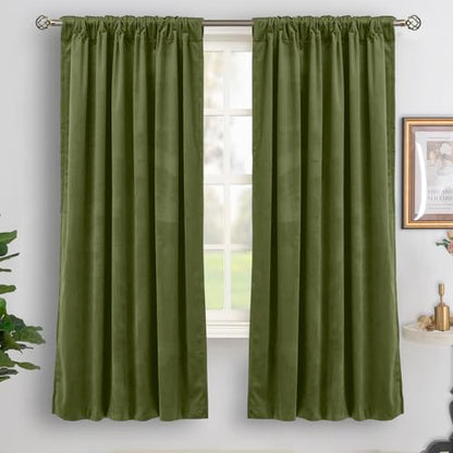 BGment Sage Green Velvet Blackout Curtains 72 Inches Long for Bedroom, 52 x 72 Inch Velvet Curtains Super Soft Thermal Insulated Privacy Room Darkening Drapes with Back Tab and Rod Pocket, 2 Panels - color: Sage Green, size: 52"W x 72"L (Pack of 2)