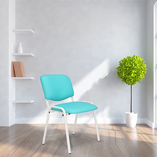 VINGLI 5-Pack Waiting Room Chairs, Stackable Chair for Office, Pu-Blue | Stacking Chairs, Armless Church Chairs, Space-saving, Guest & Reception, Office Lobby, Business Hall - color: Pu-blue, size: 5-pack