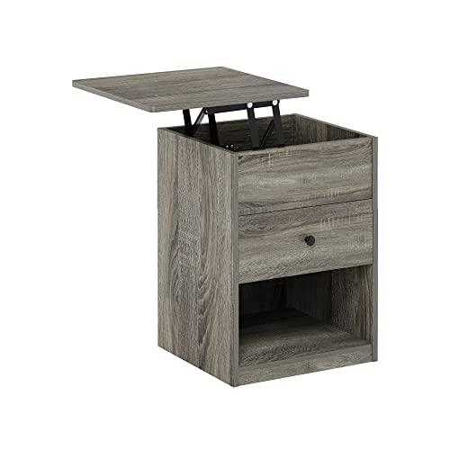 Furinno Jensen Lift Top Nightstand, French Oak Grey - color: French Oak Grey, style: 1-Pack Lift Top
