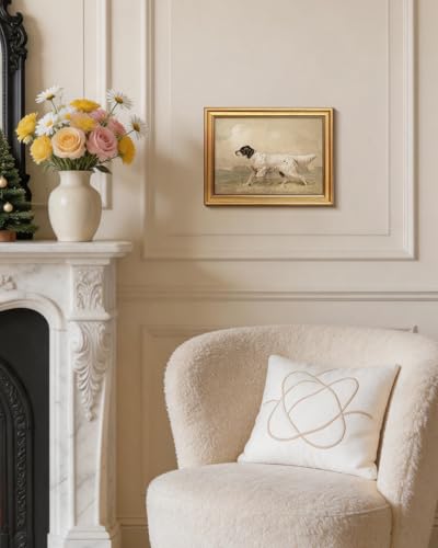 HUARCEY Vintage Gold Framed Hunting Dog Portrait Canvas Print Wall Art | Rustic Farmhouse Cottage Pet Pictures Artwork, Antique Animal English Setter Painting Decor For Bedroom Living Room 12x16Inch - color: Dalmatian, size: 16"L x 12"W