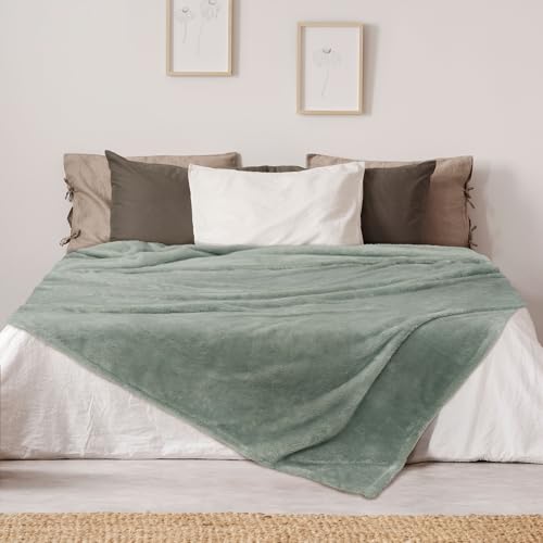DEZ FURNISHINGS Ultra Soft Plush Fleece Throw Blanket, Double Sided Cozy Thick Warm Blanket for Sofa & Bed, Throw XL (60" x 70"), Sage Green - color: Sage Green, size: Throw XL (60" x 70")