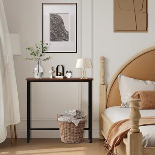 Narrow Console Table, 29.5" Small Entryway Table, Thin Hallway Tables, Slim Sofa Side Tables for Hallway, Living Room, Bedroom, Foyer, Wood-Grained Brown - color: Wood-grained Brown