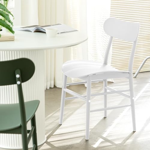 White Dining Chairs Set of 3,Modern Stackable Kitchen Chairs,Plastic Armless Side Chairs for Indoor and Outdoor Cafes,Suitable for Dining Room,Kitchen and Living Room,Easy Assembly
