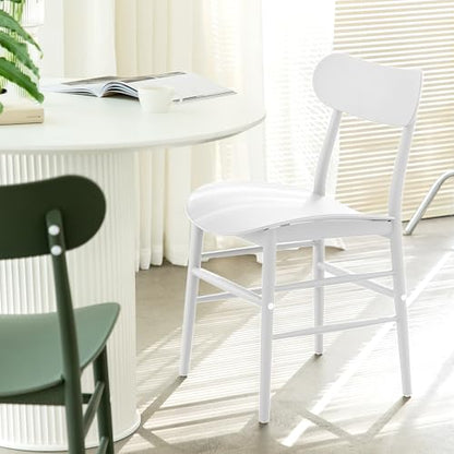 White Dining Chairs Set of 3,Modern Stackable Kitchen Chairs,Plastic Armless Side Chairs for Indoor and Outdoor Cafes,Suitable for Dining Room,Kitchen and Living Room,Easy Assembly