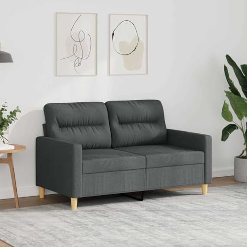 2-Seater Sofa, Modern LoveseatCouch for Small Spaces, Compact Dark Grey Polyester Fabric Settee with Pillows for Living Room, Apartment and Office, 54.3 Inch Wide - size: 2-Seater