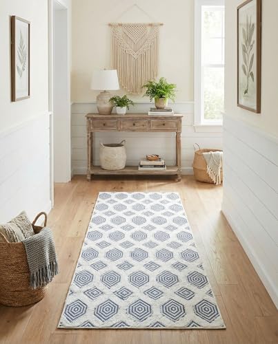 Rugs.com - Sabrina Soto Casa Rug – 6 Ft Runner Navy Blue Cotton Textured Runner – Ideal for Hallways, Entryways, and Kitchens - color: Navy Blue, size: 2'3" x 6' (Runner)