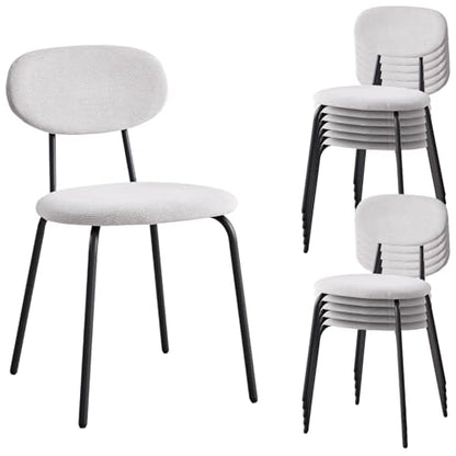 Stackable Guest Chairs Set of 12, Upholstered Waiting Room Chairs with Metal Legs for Reception, Breakroom, School, Meeting, Office - color: White, size: Set of 12