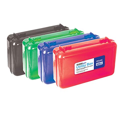 BAZIC PRODUCTS Classic Multipurpose Pencil Box, Stackable, 24-Case | snap-latch lid for pens, tools, crafts, supplies - color: Classic Color, size: 24-Pack