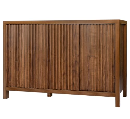ZYBT Fluted Sideboard Buffet Cabinet with Storage, Modern Credenza Buffet Sideboards Bar Cabinet Console Table with Adjustable Shelves Slide Door for Living Room Hallway Kitchen Entryway - style: 3Door