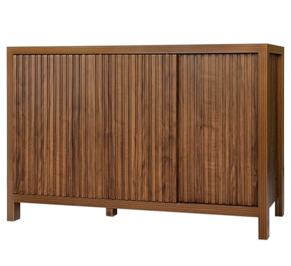 ZYBT Fluted Sideboard Buffet Cabinet with Storage, Modern Credenza Buffet Sideboards Bar Cabinet Console Table with Adjustable Shelves Slide Door for Living Room Hallway Kitchen Entryway - style: 3Door
