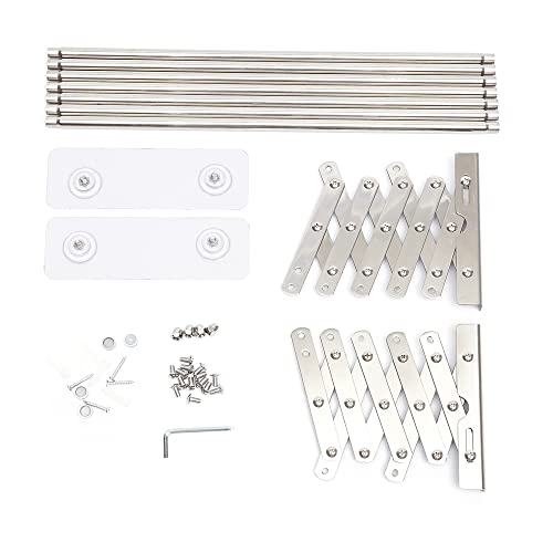 Accordion Retractable Drying Rack, Stainless Steel Space-Saving Towel Rack, Wall Mounted Retractable Huge Capacity Drying Rack for Hanging Towels Adjustable Length