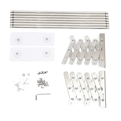 Accordion Retractable Drying Rack, Stainless Steel Space-Saving Towel Rack, Wall Mounted Retractable Huge Capacity Drying Rack for Hanging Towels Adjustable Length