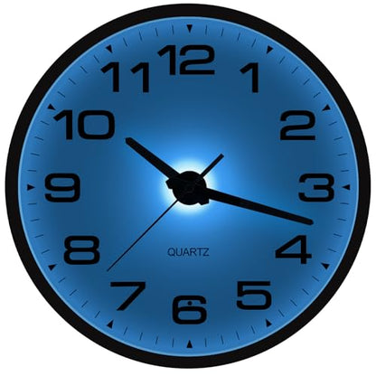 Night Light Wall Clocks Battery Operated, 12 Inch Silent Wall Clock for Bedroom Night Glow, Sound Control Luminous Wall Clocks for Living Room Decor, LED Wall Clock Modern for Kitchen Office - size: 12 Inch