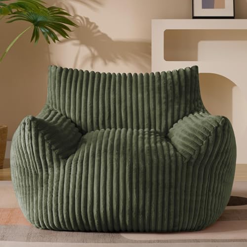 Gericco Giant Plush Bean Bag Chair for Adults with Armrests - Oversized Comfy Green Beanbag Lounge Lazy Floor Sofa Accent Chair for Living Room, Bedroom & Dorm, Cozy Fluffy Single Cloud Mini Couch - color: Green, size: XL Sofa Chair