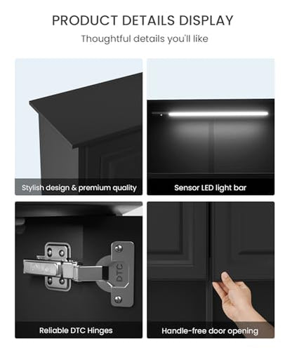 HAIOOU Bathroom Wall Cabinet with Motion Sensor Light, 23.6 Inch - Black | Wooden Wall Mounted Medicine Cabinet with Adjustable Shelf, Soft Close Hinges for Over the Toilet Bathroom Storage - color: Black