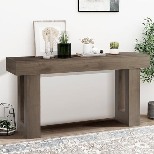 Grepatio 63 Inch Entryway Console Table, Rustic Narrow Sofa Table, Wood Long Console Table, Farmhouse Entry Way Table, Behind Couch Tables for Entrance, Hallway, Living Room (Grey Brown) - color: Grey Brown