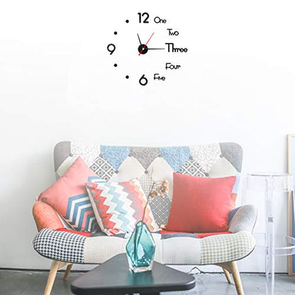Fowecelt 10-20 Inch DIY Wall Clock 3D Frameless Silent Non Ticking, Black Round Battery Operated Modern Wall Clocks for Living Room Bedroom Office Home and Kitchen (Pack of 2) - size: Small (10-20 Inch) (Pack of 2)