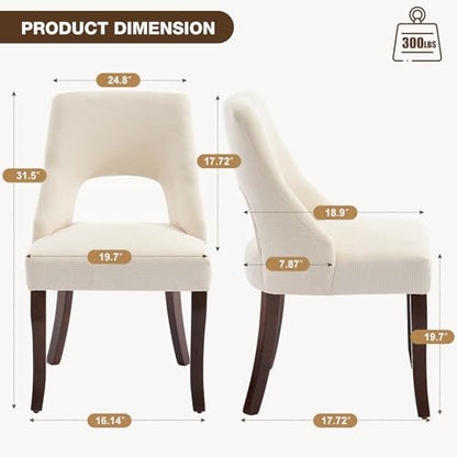 UVV Wooden Dining Chairs Set of 4, Mid Century Modern Fabric Upholstered Dining Room Chair Kitchen Chairs, Farmhouse Dinner Chair with Solid Wood Legs for Kitchen Dining Room, Beige - color: Beige, size: Set of 4