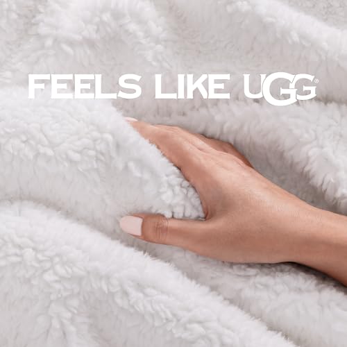 UGG Bliss Fluffy Fleece Throw Blanket for Bed, 50''x70'', Seal Grey | Super Soft, Reversible Plush UGGFluff, Giftable Blanket, Medium Weight, Warm & Cozy, Year-round Use, Washable - color: Light Grey