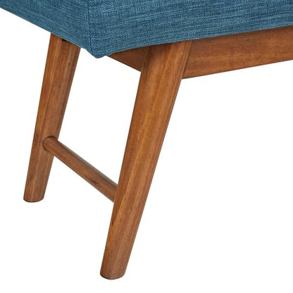 Amazon Basics Modern Haraden Upholstered Button-Tufted Bench, Blue, 16 x 44 x 17 in - color: Blue, style: Americana