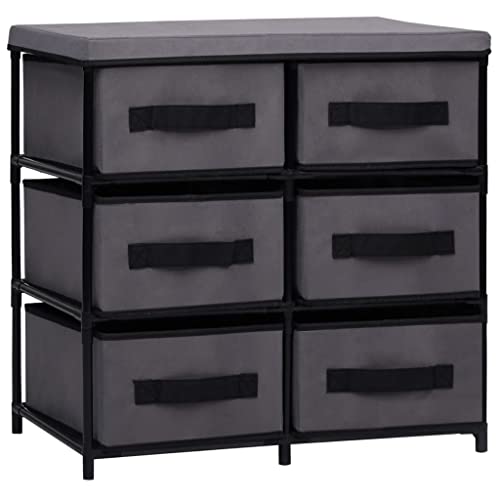 Storage Cabinet with 6 Drawers, Fabric Dresser for Bedroom,Chest of Drawers for Closet, Living Room, 21.7"x11.4"x21.7" Gray Steel