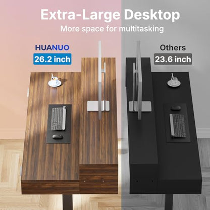 HUANUO 48″ x 26″ Electric Standing Desk with 2 Drawers &24.4″ Large Keyboard Tray, C-Clamp Mount Compatible, Adjustable Computer Desk for Office, Sit Stand Up Desk with 4 Height Presets, Deep Walnut - color: Deep Walnut, size: 48*26 inch