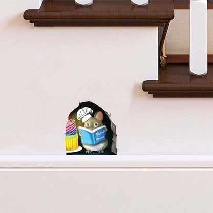 Adorable Pastry Mouse Reading Book Wall Sticker Decal – Kids Room, Classroom, Home Decor, Bookcase, Book Lover Gift, Children's Bedroom, Nursery, Cute Mouse, MICESTERPIECE - style: Pastry Mouse