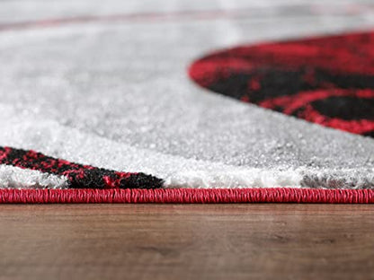 Yafa Home Fashion Modern Contemporary Swirls Design Area Rug, Luxurious, Elegant, and Fashionable Area Rug (Red, 2 ft X 7 ft) - color: Red, size: 7' x 2' (Rectangular)