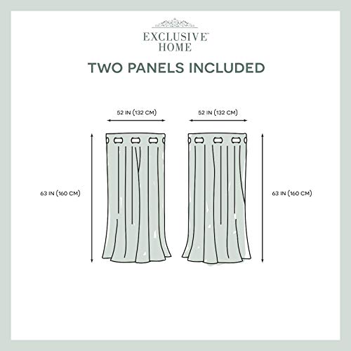 EXCLUSIVE HOME Medallion Room Darkening Blackout Grommet Top Curtain Panel Pair, 52"x63", Teal - color: Teal, size: 52"W x 63"L (Pack of 2)