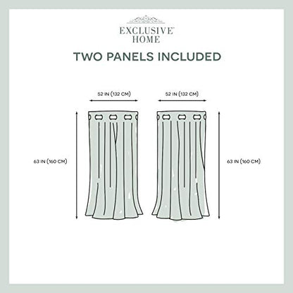 EXCLUSIVE HOME Medallion Room Darkening Blackout Grommet Top Curtain Panel Pair, 52"x63", Teal - color: Teal, size: 52"W x 63"L (Pack of 2)