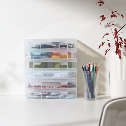 9 Pack Medium Clear Plastic Storage Boxes with Lids, Craft Jewelry Life Item Organizer for Puzzles, Pens, Rings, Needle and Thread, Nail Polish, Remote Controls - size: Medium - 9 Pack