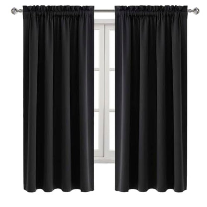 DWCN Blackout Curtains for Bedroom Living Room 52 x 63 Inch Long Black | 2 Panels Set, Room Darkening, Thermal Insulated, Light Blocking, Rod Pocket Drapes, Noise Reducing Window Treatments - color: Black, size: 52"W x 63"L (Pack of 2)