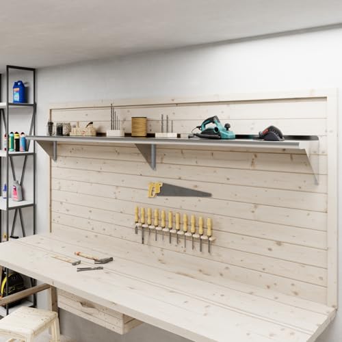 AmGood 12 in. x 96 in. Stainless Steel Wall Shelf | NSF | Metal Shelving | Garage, Laundry, Storage, Utility Room | Restaurant, Commercial Kitchen - size: 12 in. x 96 in.
