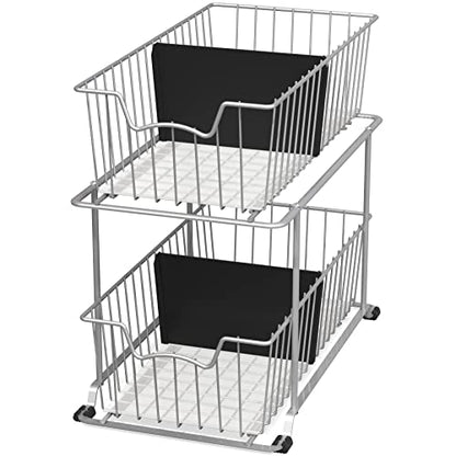 Simple Houseware 2 Tier Cabinet Wire Basket Drawer Organizer, Grey - color: Grey