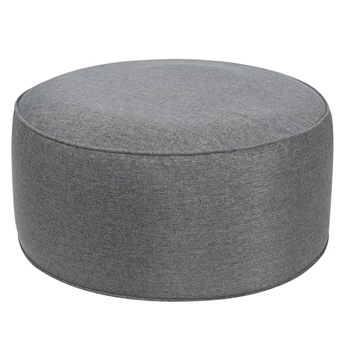 FUNHOME Inflatable Stool Ottoman Footrest with Handle D20 xH9-Dark Grey | Indoor Outdoor Footrest Seat, Water-Repellent, Footstool Pouf for Home Patio Garden and Camping Use - color: Dark Grey