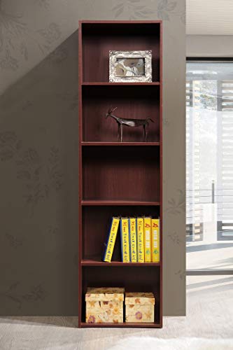 Hodedah 5 Shelf Bookcase and Office Organizer - color: Mahogany, size: 5-Shelf