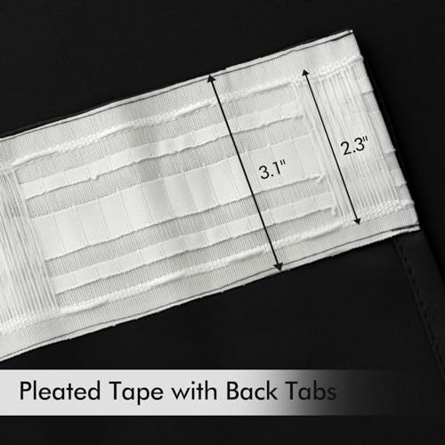 MIULEE Black Back Tab Blackout Curtains 52x80 Inch Length 2 Panels Set | Rod Pocket Pinch Pleated, Thermal Insulated, Room Darkening, Light Blocking Drape, Halloween Curtains for Living Room Bedroom - color: Black, size: 52"W x 80"L (Pack of 2)