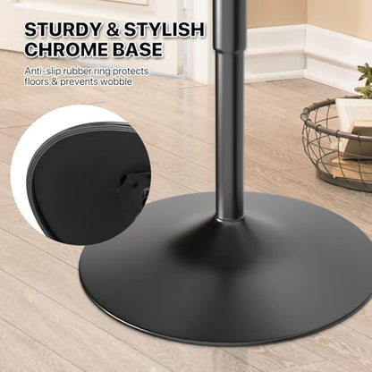 Magshion 23.5'' Round Bar Table, Adjustable Range 27.5"-36" Wood Pub Table with Black Leg and Base for Living Room Dining Room Bar Cocktail Table (Silver) - color: Silver, size: 23.5 in