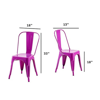 AC Pacific 18 Inch Seat Height Industrial Metal Dining Chairs, Stackable Kitchen or Bar Seat, Durable Modern Design, Versatile Accent Furniture, Set of 2, Purple - color: Purple, size: Set of 2