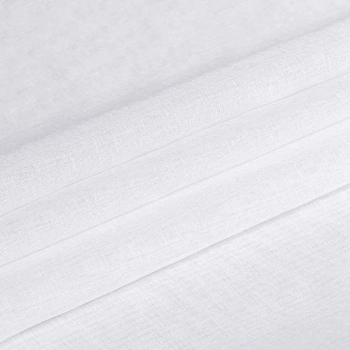 DWCN White Faux Linen Sheer Curtains - Grommet Voile Window Curtain Drapes for Bedroom Living Room 46 x 54 inch Length, Set of 2 - color: White, size: 46"W x 54"L (Pack of 2)