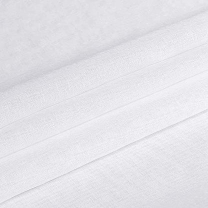 DWCN White Faux Linen Sheer Curtains - Grommet Voile Window Curtain Drapes for Bedroom Living Room 46 x 54 inch Length, Set of 2 - color: White, size: 46"W x 54"L (Pack of 2)
