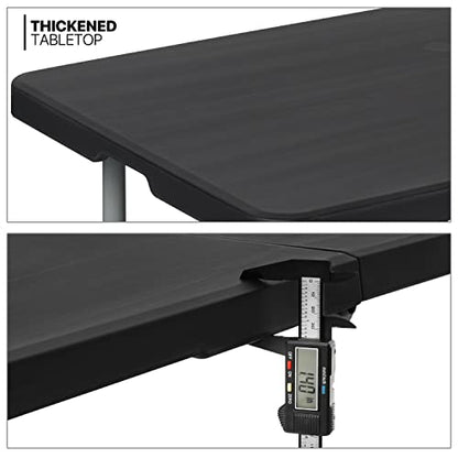 4Ft Folding Card Table, Picnic Cookout Table with Handle, Black | Outdoor, Foldable, Small Portable Plastic, Dining Picnic Cookout, w/Handle