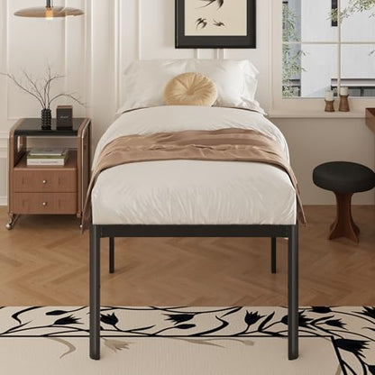 Yicensen 24 Inch High Twin Bed Frames with Rounded Corner Legs, Heavy Duty Metal Twin Size Platform Bed Frame No Box Spring Needed, Easy Assembly, Noise Free, Black - size: Twin, style: 24 Inch
