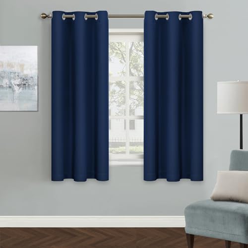MYSKY HOME Grommet top Thermal Insulated Window Blackout Curtains, 42 x 63 Inch, Navy, 1 Panel - color: Navy, size: 42"W x 63"L (Pack of 1)