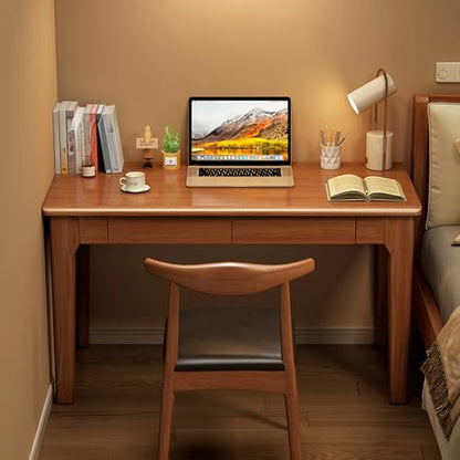 Solid Wood Narrow Desk with Drawers,Simple Bedroom Writing Desk,Sturdy Table,Suitable for Office, Bedroom,Study(Brown, 32" L / 80CM) - color: Brown, size: 32"L / 80CM