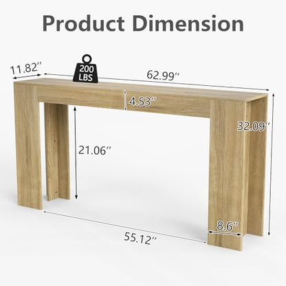 Spaco 63'' Narrow Long Console Table,Farmhouse Entryway Table Sofa Table with Storage,Wood Behind Couch Table for Living Room, Hallway,Foyer - color: Natural Oak (63'')