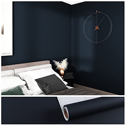 VEELIKE 15.7''x118'' Thick Navy Blue Wallpaper Peel and Stick Modern Blue Contact Paper for Cabinets Drawers Wall Waterproof Self Adhesive Matte Navy Wallpaper for Bedroom Boys Room Bathroom Classroom - color: Navy, size: 15.7" x 118"