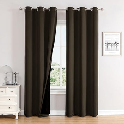 ChrisDowa 100% Blackout Curtains for Bedroom 84 Inches Long 2 Panels Set | 2 Thick Layers, Thermal Insulated, Light Blocking, Grommet, Window Treatment, Living Room Drapes, Brown, 38 x 84 Inch - color: Brown, size: 38"W x 84"L (Pack of 2)