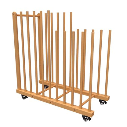 Art Storage Rack on Wheels, Wood Drying Stand for Canvas & Art | Art Supply Organizer, Studio Storage Cart, Craft Drying Rack, Space Saving, Rolling Stand, Gallery Display, Portable Art Rack
